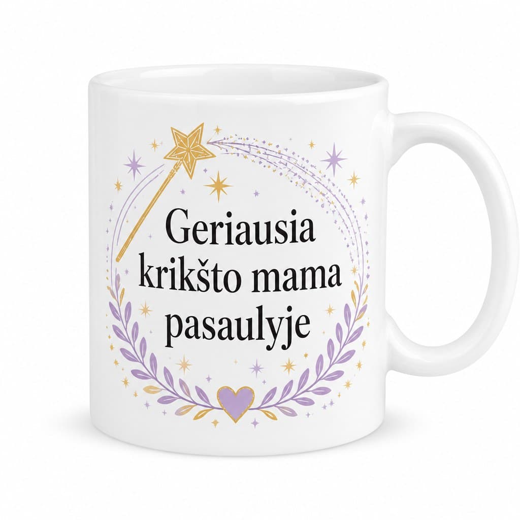 Krikšto mamos puodelis „Geriausia krikšto mama pasaulyje“