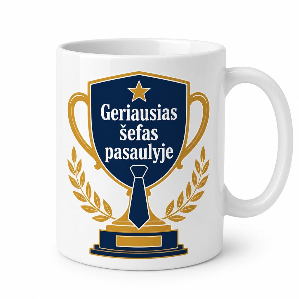 Puodelis su užrašu Geriausias šefas pasaulyje